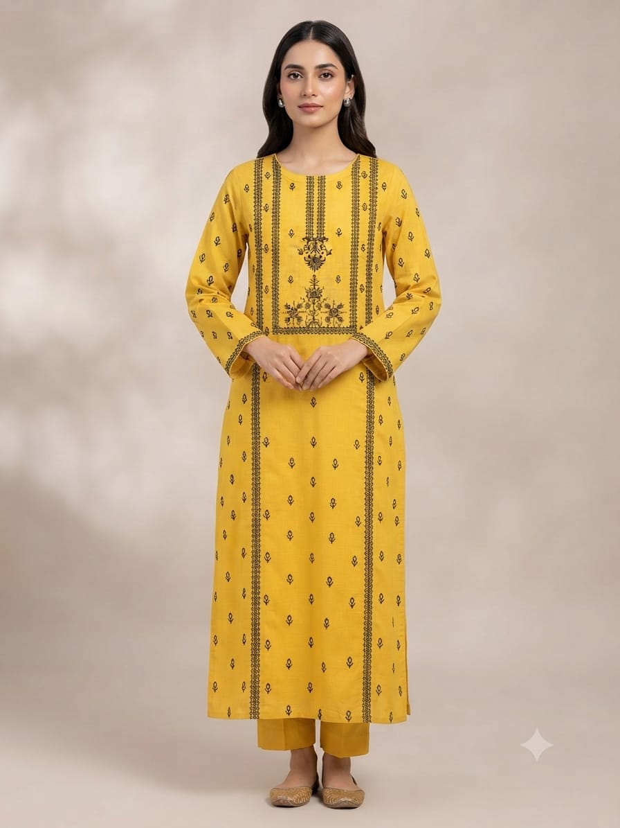 Classic Khaddar Unstitched 2-Piece Suit – Design 9 – unstitched women's 2-piece suit – He & She Mall