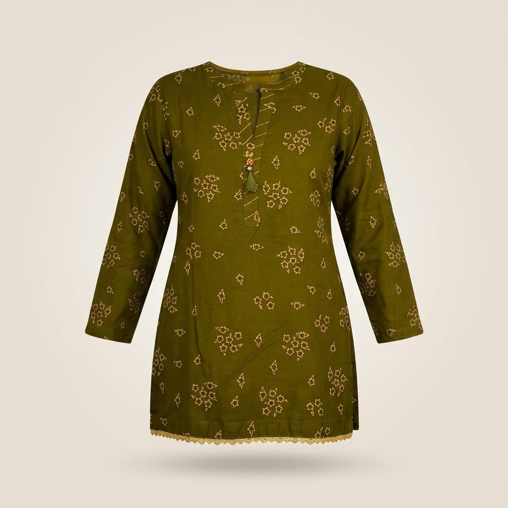 Mehndi Green Embroidered Khaddar 2-Piece | Unstitched
