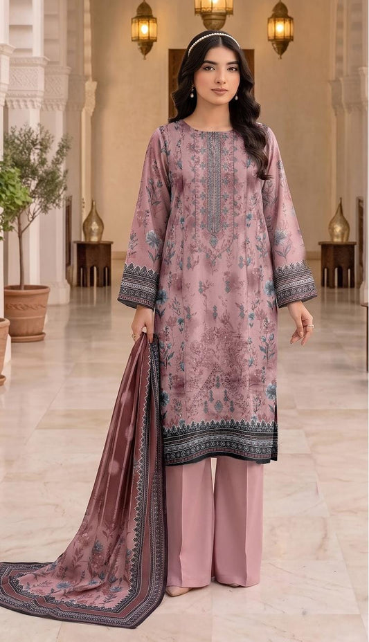 Onyx Black Floral Embroidered Suit – unstitched women's 3-piece suit – He & She Mall