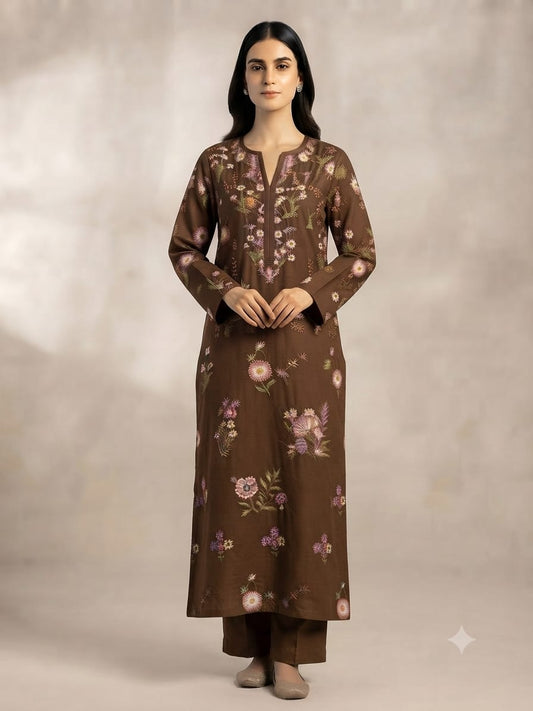 Premium Khaddar Unstitched 2-Piece Suit – Design 2 – unstitched women's 2-piece suit – He & She Mall