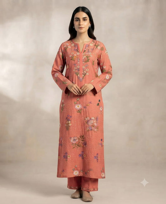 Premium Khaddar Unstitched 2-Piece Suit – Design 8 – unstitched women's 2-piece suit – He & She Mall