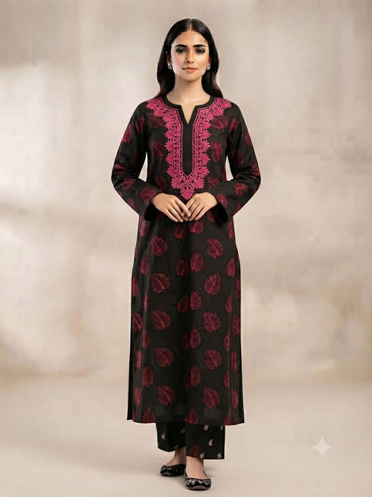 Premium Khaddar Unstitched 2-Piece Suit – Design 5 – unstitched women's 2-piece suit – He & She Mall