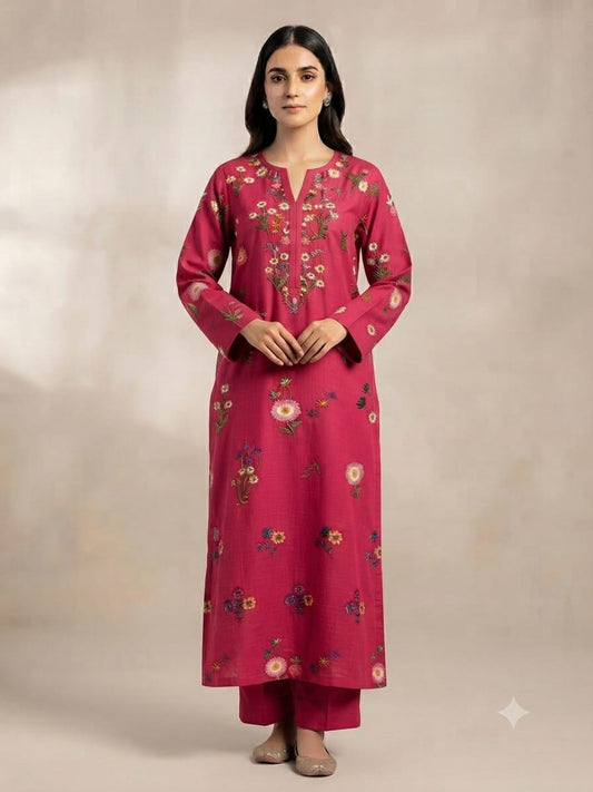 Premium Khaddar Unstitched 2-Piece Suit – Design 7 – unstitched women's 2-piece suit – He & She Mall