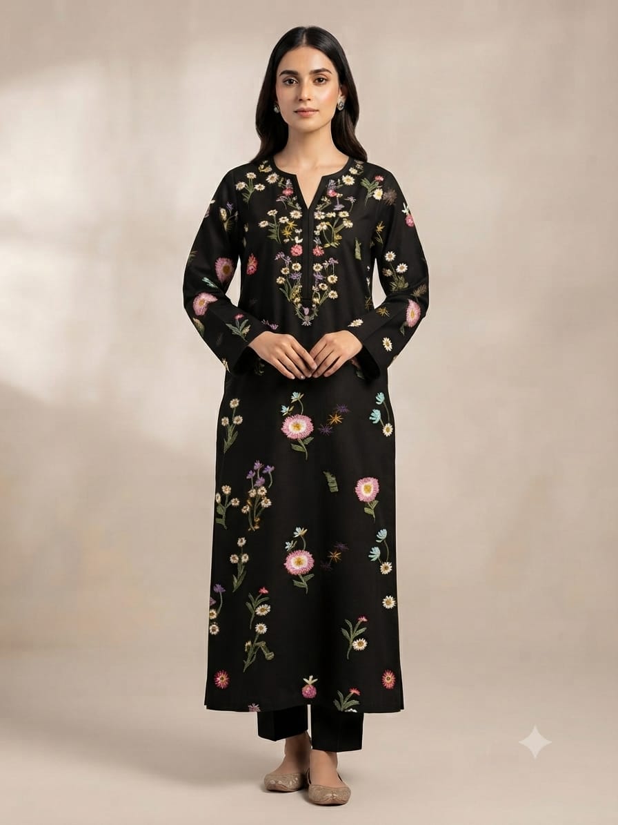 Premium Khaddar Unstitched 2-Piece Suit – Design 9 – unstitched women's 2-piece suit – He & She Mall