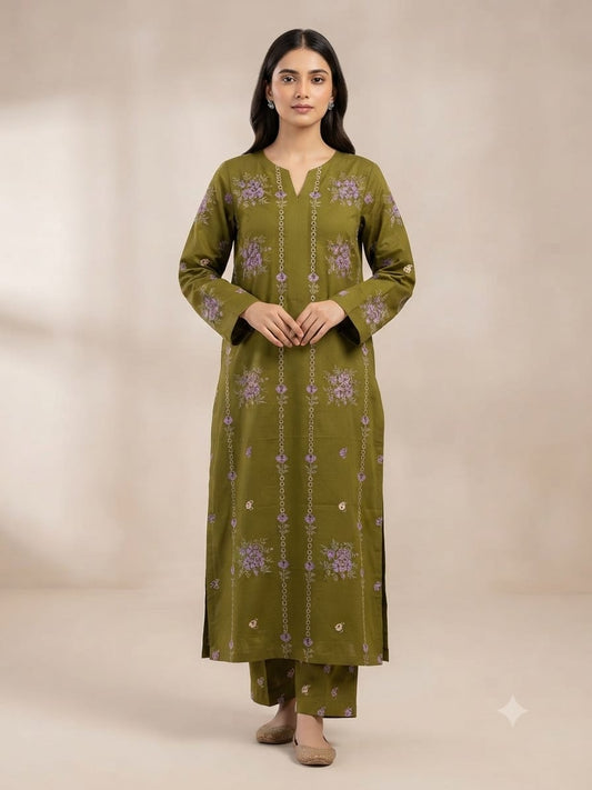 Premium Khaddar Unstitched 2-Piece Suit – Design 12 – unstitched women's 2-piece suit – He & She Mall