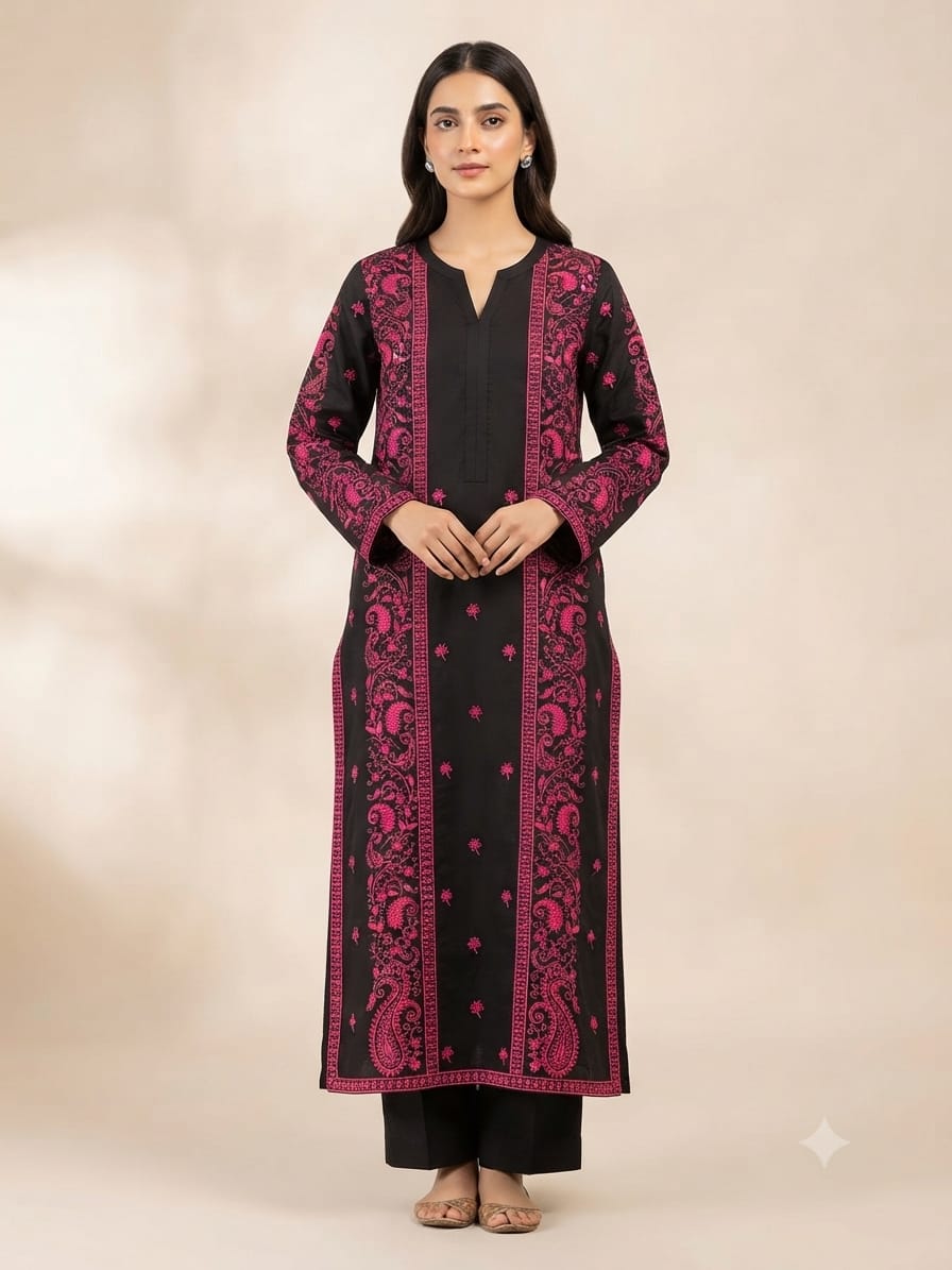 Luxury Khaddar Unstitched 2-Piece Suit – Design 6 – unstitched women's 2-piece suit – He & She Mall