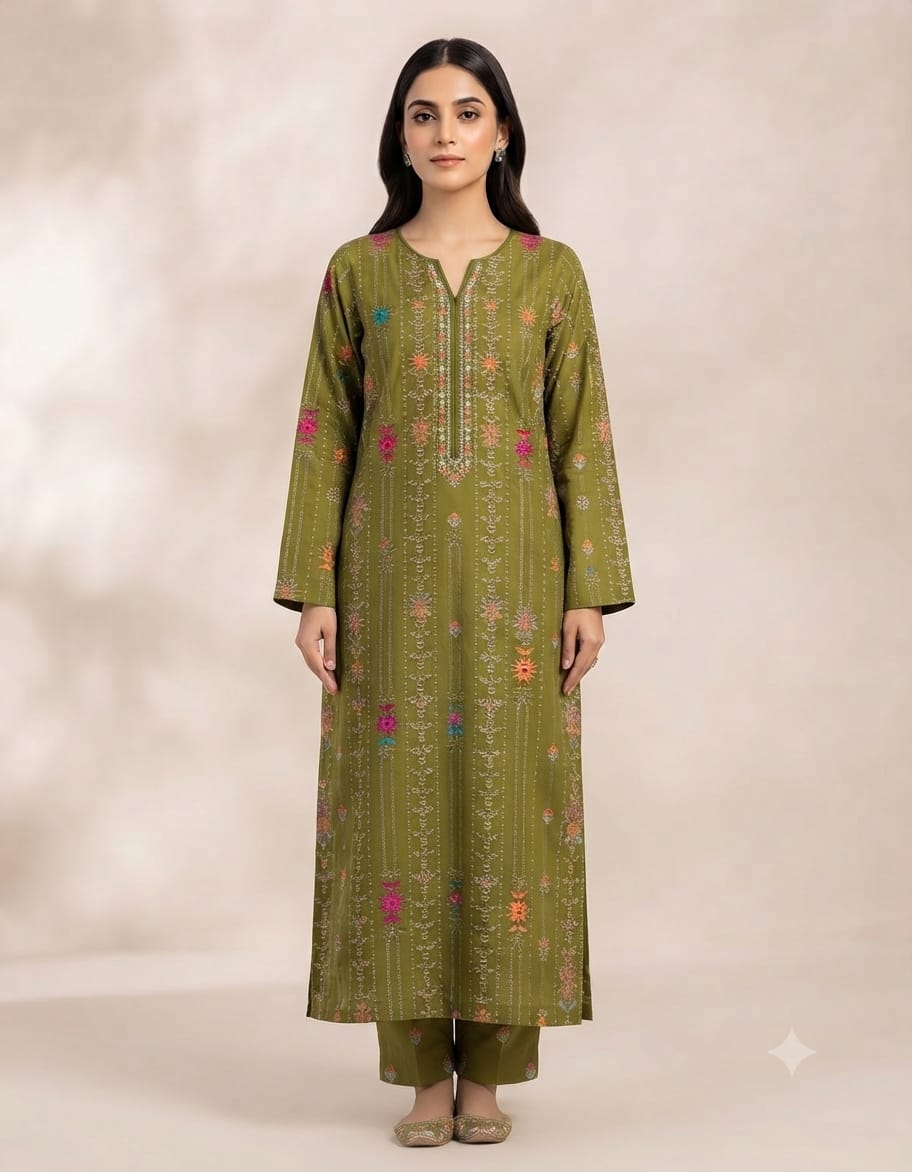 Luxury Khaddar Unstitched 2-Piece Suit – Design 9 – unstitched women's 2-piece suit – He & She Mall