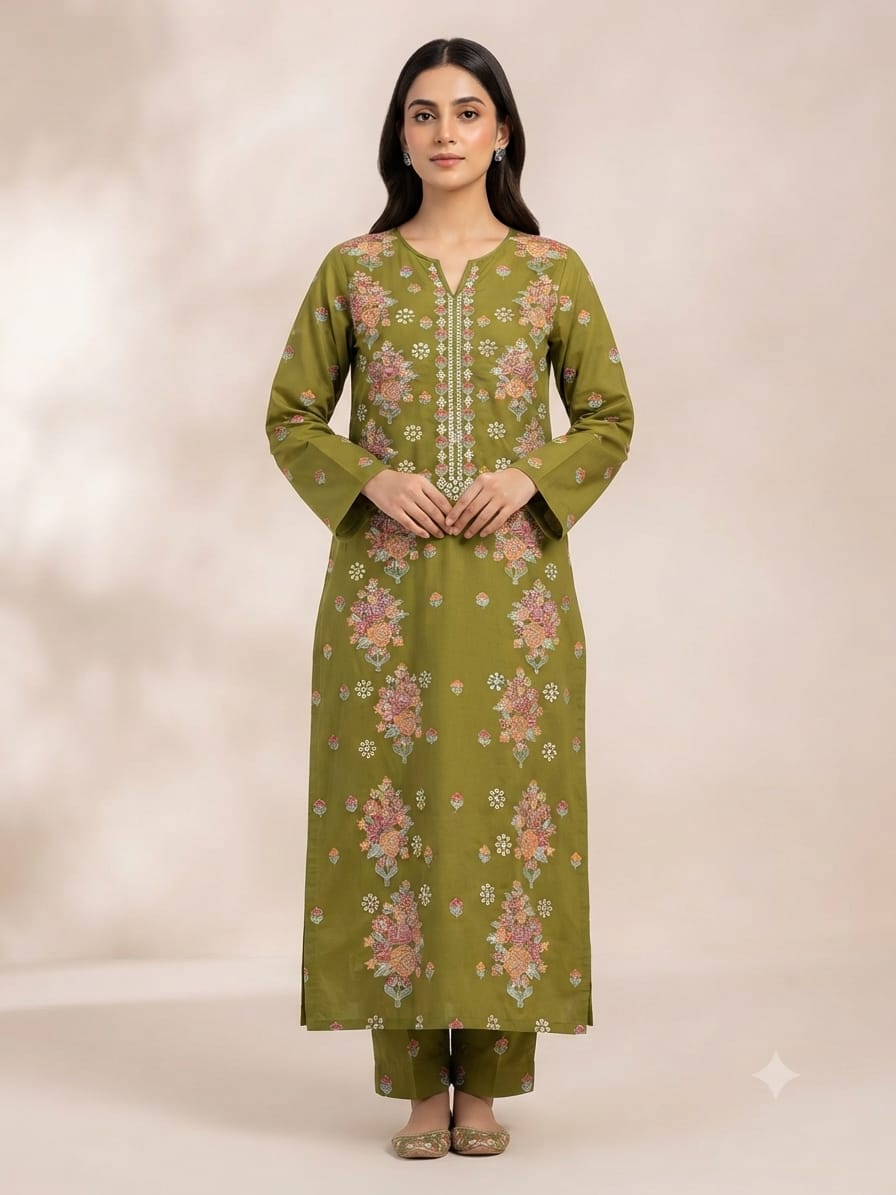 Luxury Khaddar Unstitched 2-Piece Suit – Design 10 – unstitched women's 2-piece suit – He & She Mall