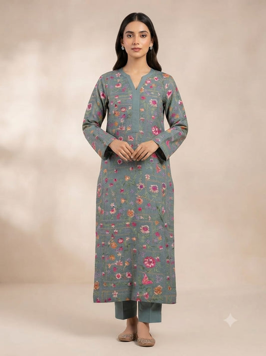 Classic Khaddar Unstitched 2-Piece Suit – Design 4 – unstitched women's 2-piece suit – He & She Mall