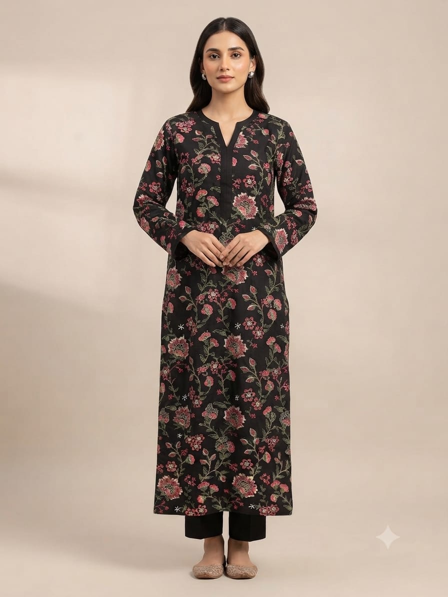Classic Khaddar Unstitched 2-Piece Suit – Design 5 – unstitched women's 2-piece suit – He & She Mall