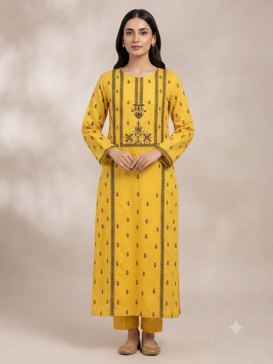Classic Khaddar Unstitched 2-Piece Suit – Design 9 – unstitched women's 2-piece suit – He & She Mall