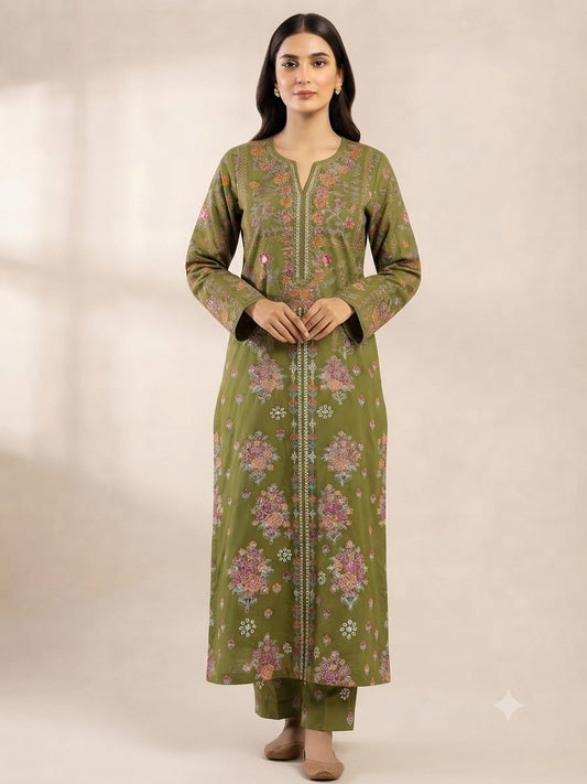 Classic Khaddar Unstitched 2-Piece Suit – Design 8 – unstitched women's 2-piece suit – He & She Mall