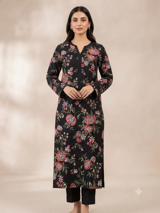 Classic Khaddar Unstitched 2-Piece Suit – Design 11 – unstitched women's 2-piece suit – He & She Mall