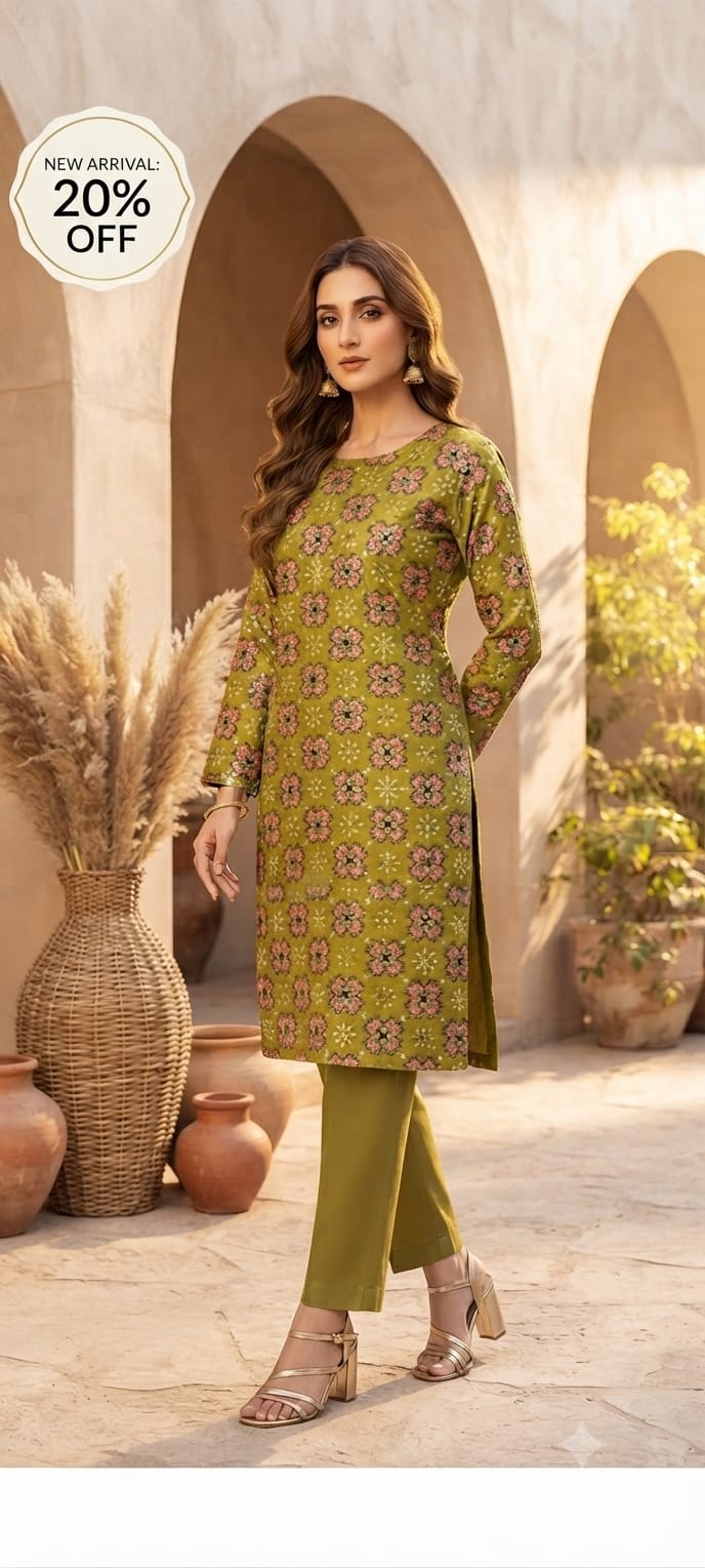 Autumn Bloom Khaddar 2 Piece Suit – unstitched women's 2-piece suit – He & She Mall