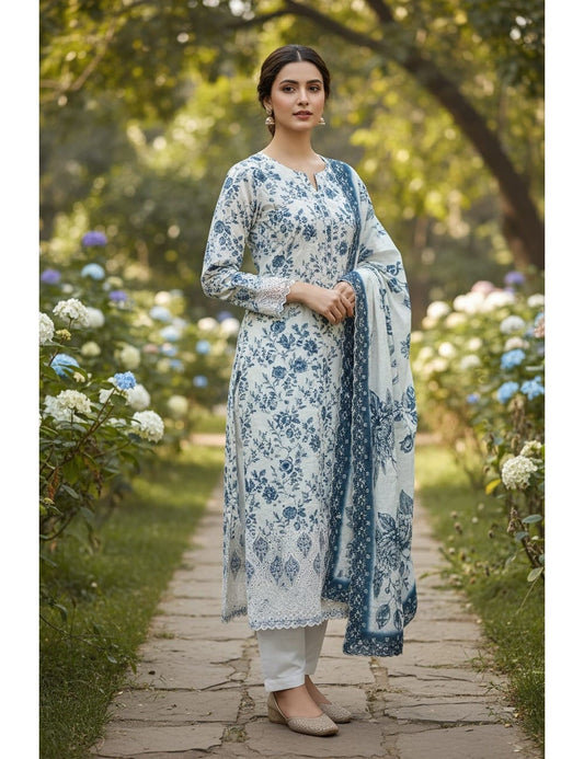 Embroidered Khaddar 3-Piece Suit – Design 2 – unstitched women's 3-piece suit – He & She Mall