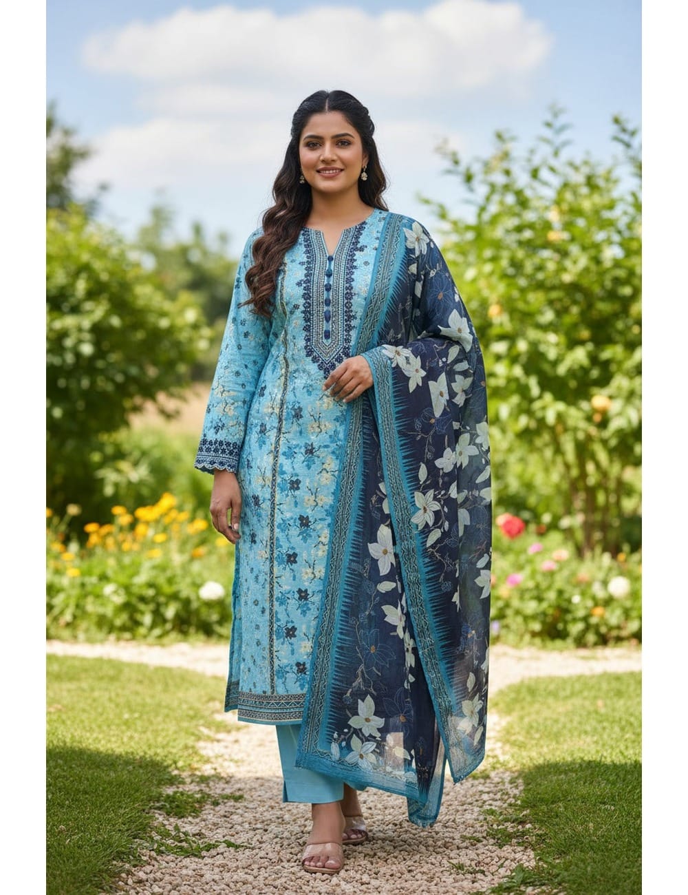 Embroidered Khaddar 3-Piece Suit – Design 7 – unstitched women's 3-piece suit – He & She Mall