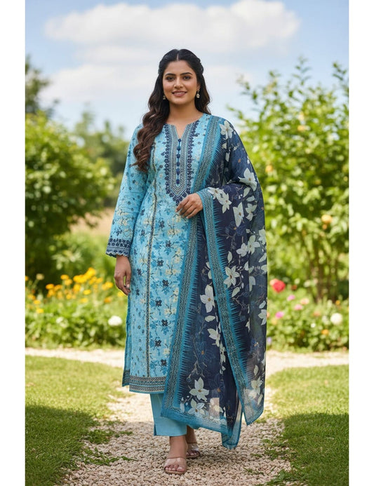 Embroidered Khaddar 3-Piece Suit – Design 7 – unstitched women's 3-piece suit – He & She Mall