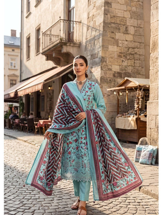 Embroidered Khaddar 3-Piece Suit – Design 1 – unstitched women's 3-piece suit – He & She Mall