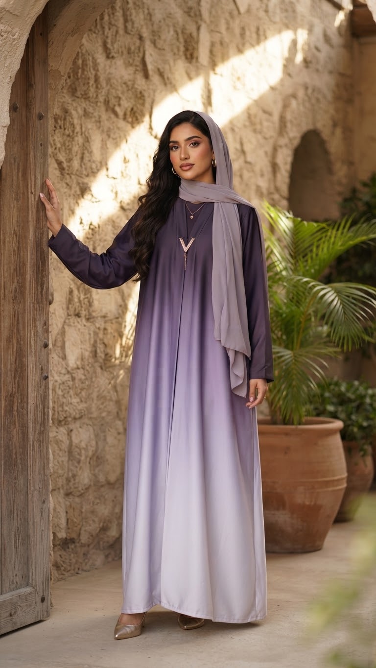 Double Tone Abaya Set – women's abaya – He & She Mall (view 8)