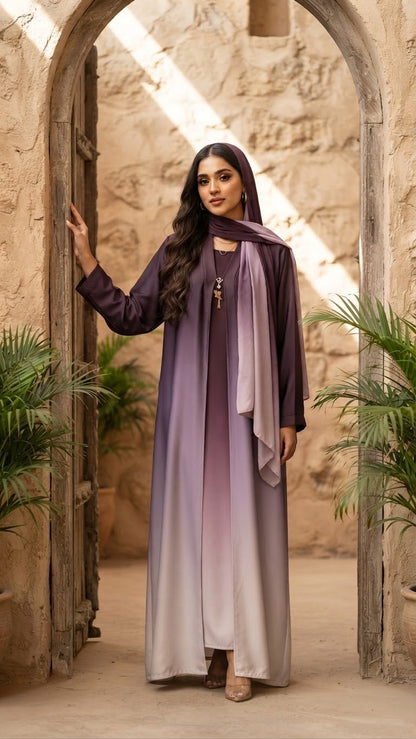 Double Tone Abaya Set – women's abaya – He & She Mall (view 9)