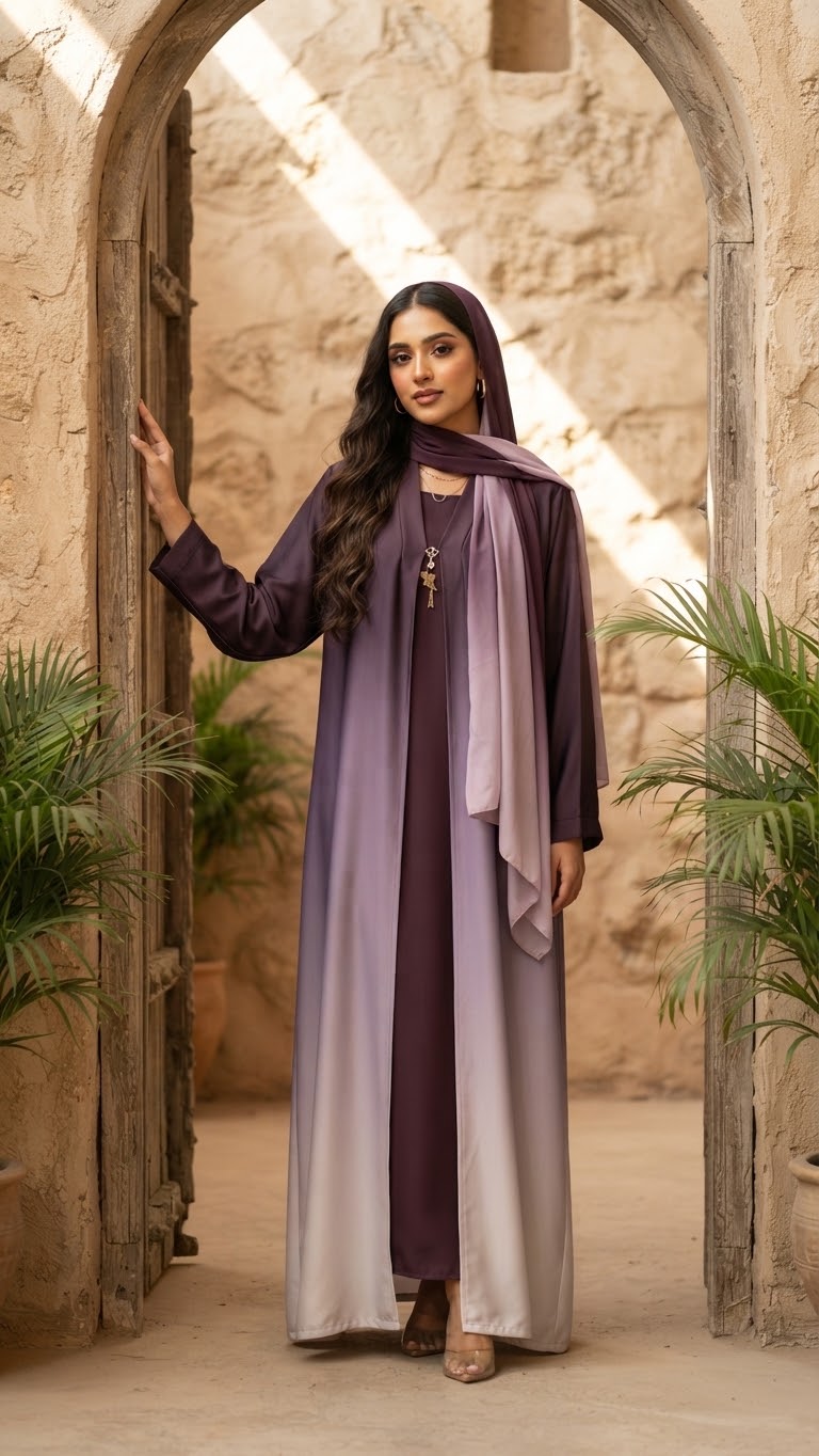 Double Tone Abaya Set – women's abaya – He & She Mall