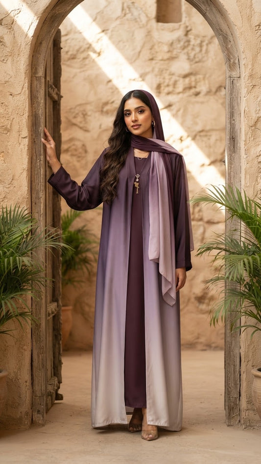 Double Tone Abaya Set – women's abaya – He & She Mall