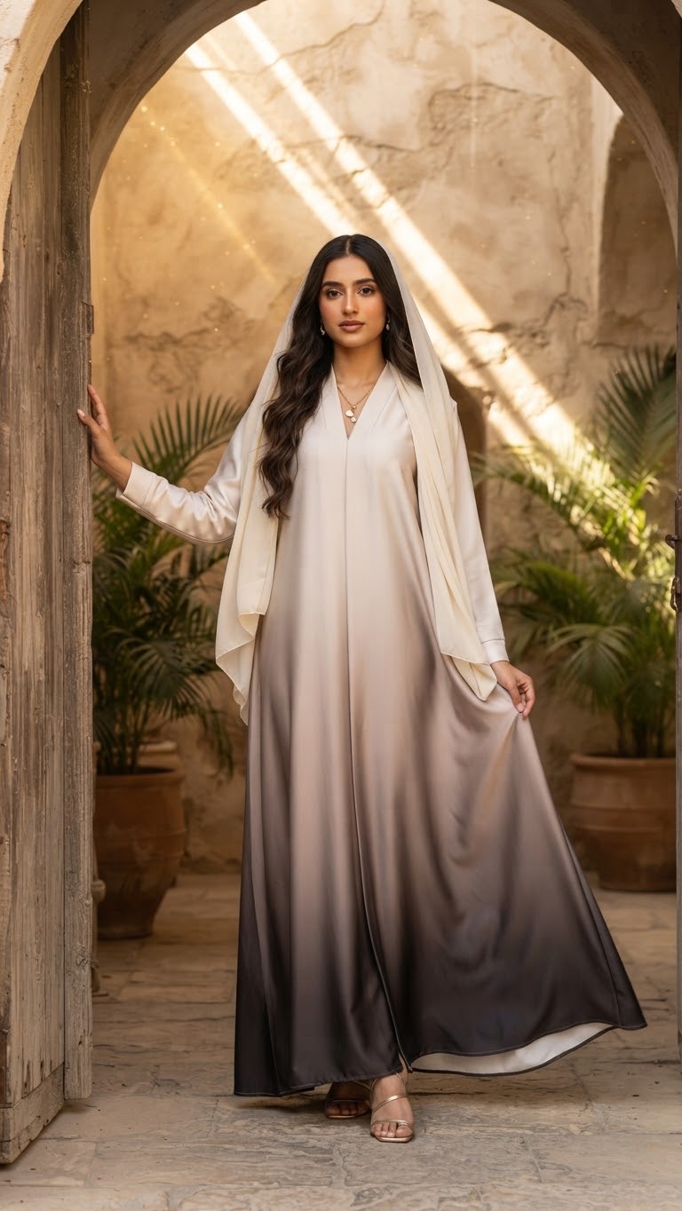 Double Tone Abaya Set – women's abaya – He & She Mall (view 4)