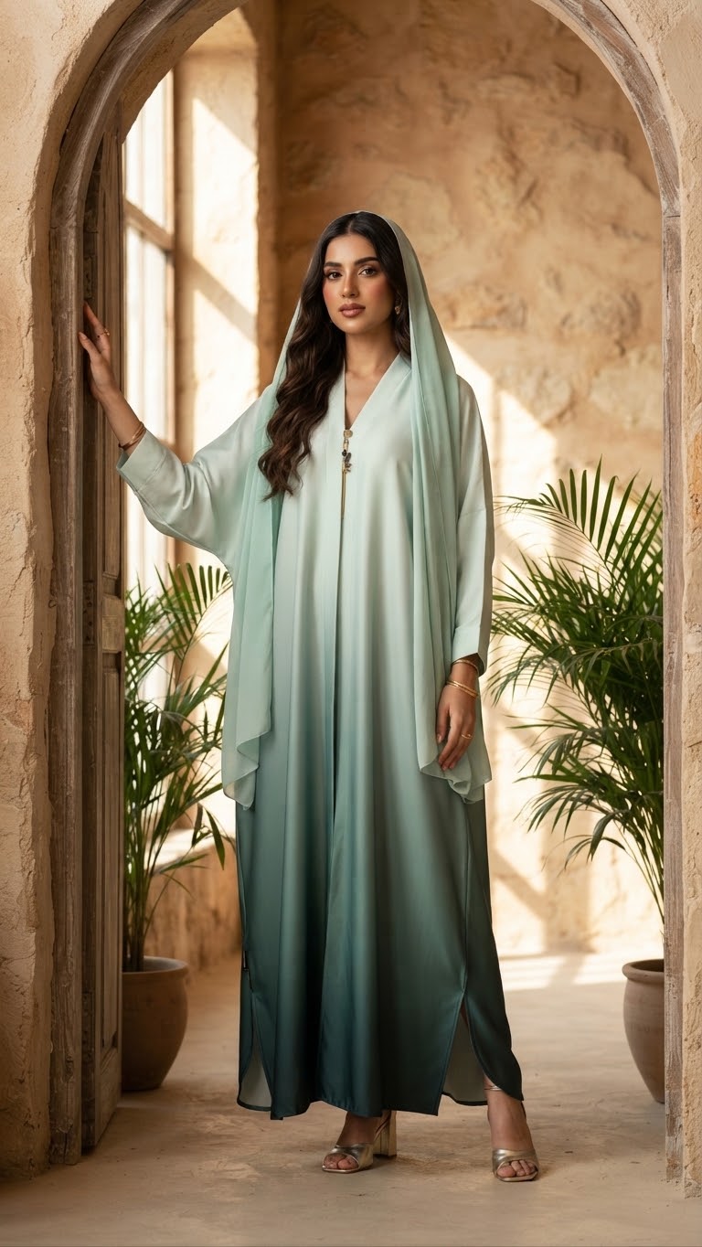 Double Tone Abaya Set – women's abaya – He & She Mall (view 5)