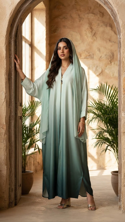 Double Tone Abaya Set – women's abaya – He & She Mall (view 5)