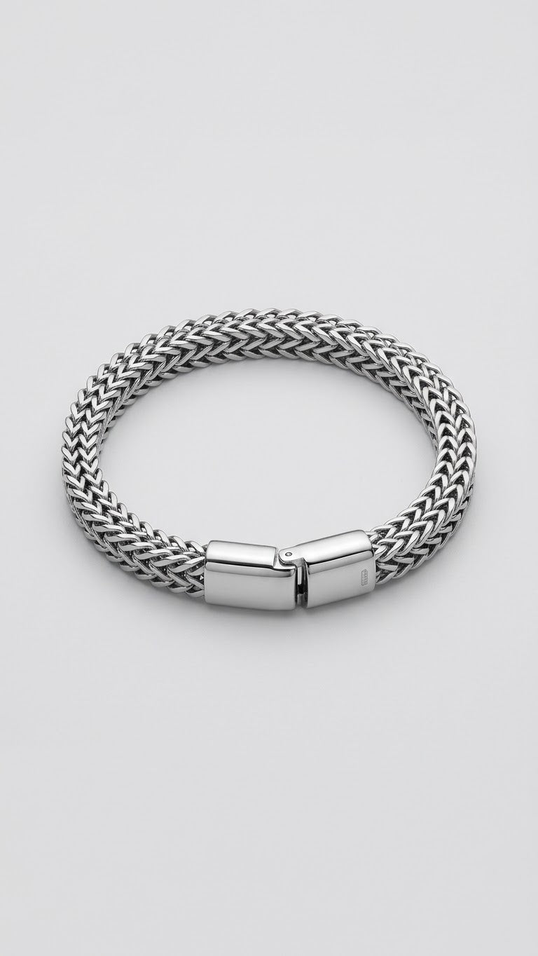 Men's Silver Braided Chain Bracelet – Premium Stainless Steel