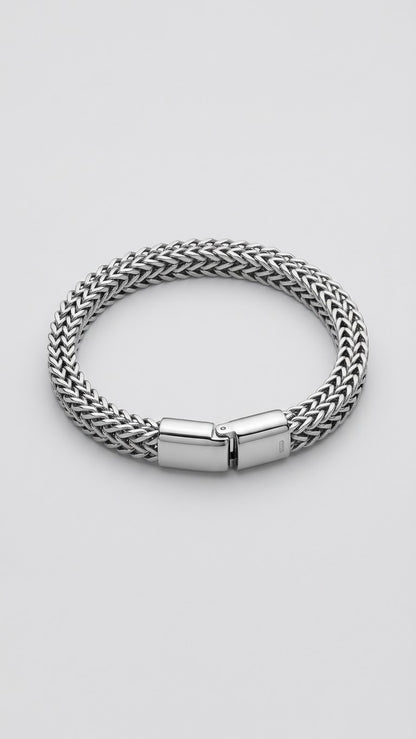 Men's Silver Braided Chain Bracelet – Premium Stainless Steel