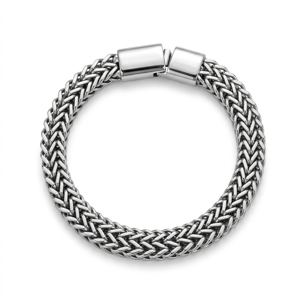 Men's Silver Braided Chain Bracelet – Premium Stainless Steel