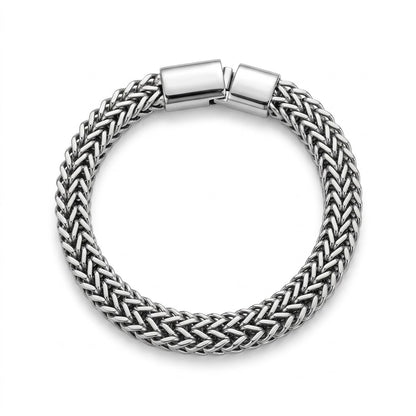 Men's Silver Braided Chain Bracelet – Premium Stainless Steel