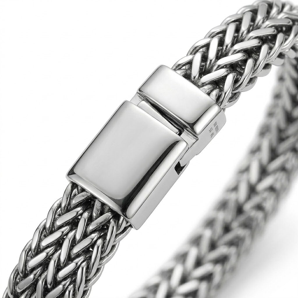 Men's Silver Braided Chain Bracelet – Premium Stainless Steel