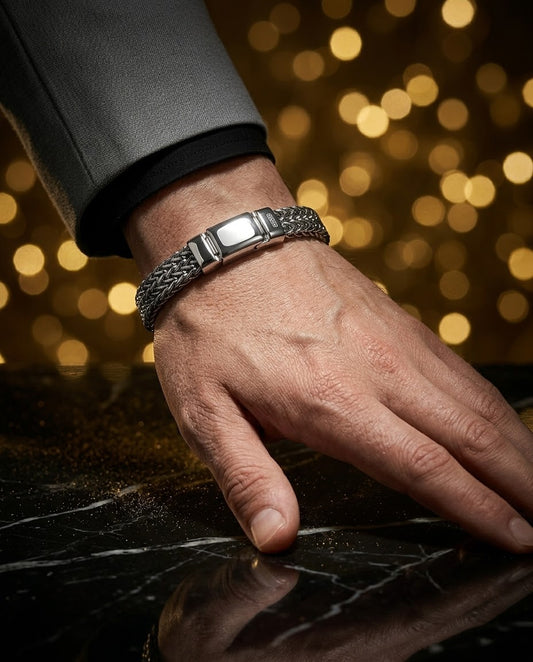 Men's Silver Braided Chain Bracelet – Premium Stainless Steel