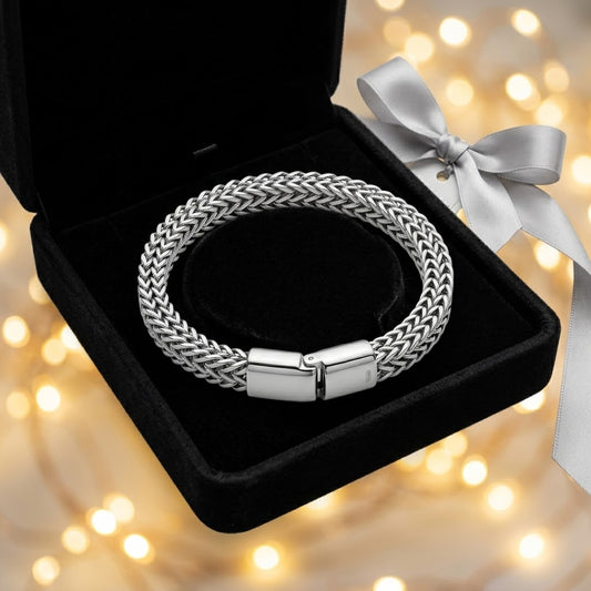 Men's Silver Braided Chain Bracelet – Premium Stainless Steel