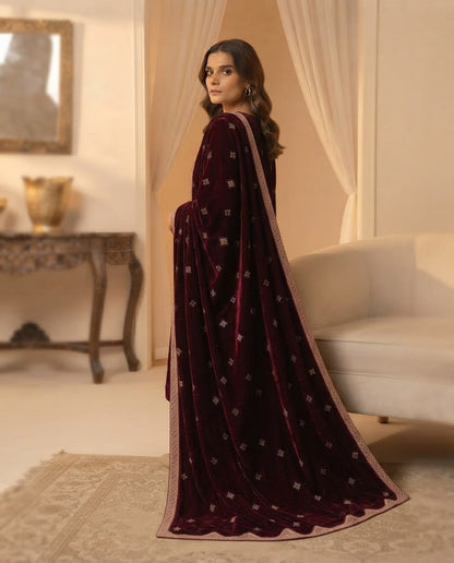 Ladies velvet unstitched suit, winter collection, view 15